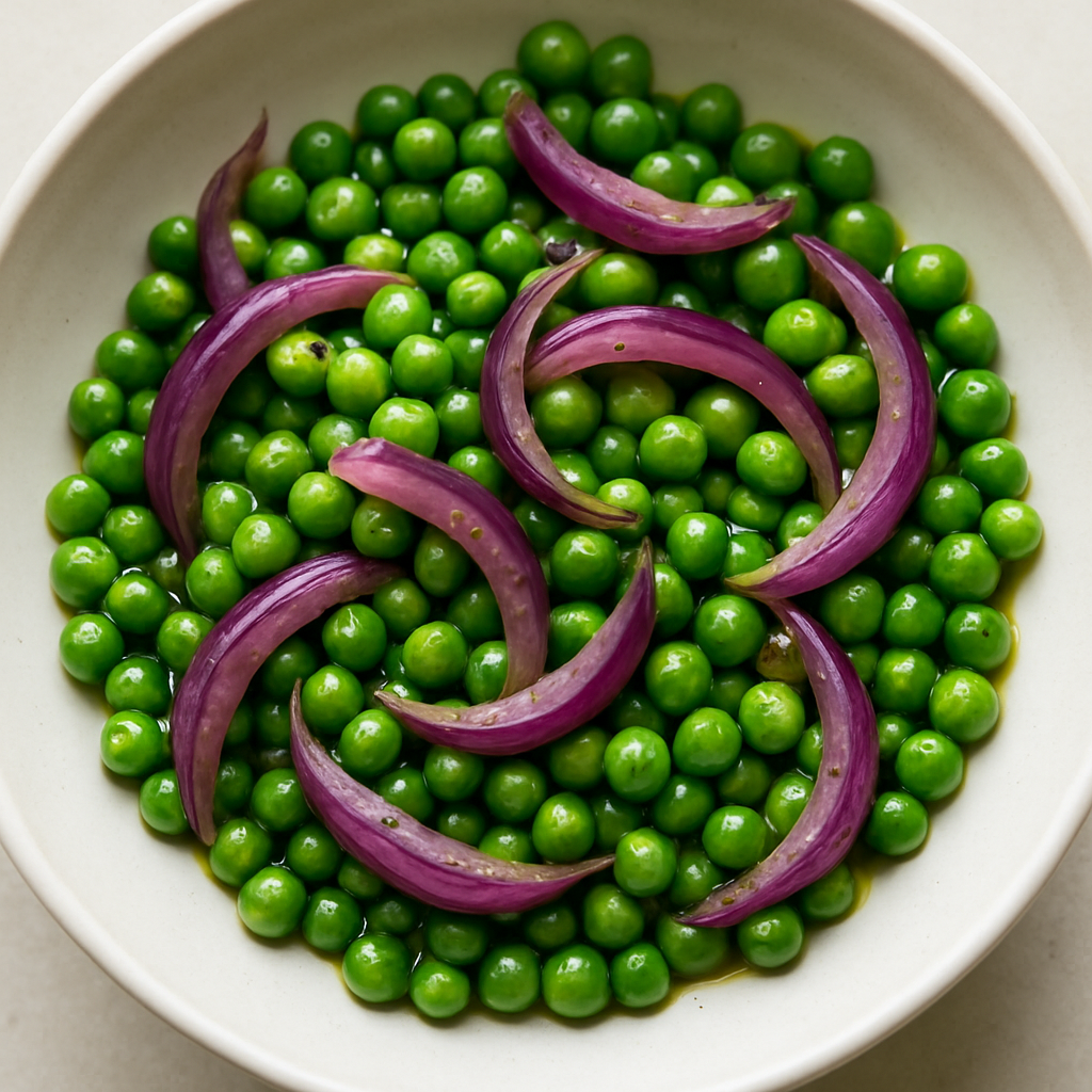 Sautéed Sweet Peas with Spanish Red Onion