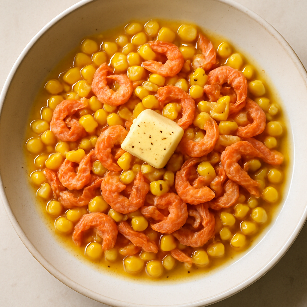 Maíz Braseado en Mantequilla con Camarones Secos