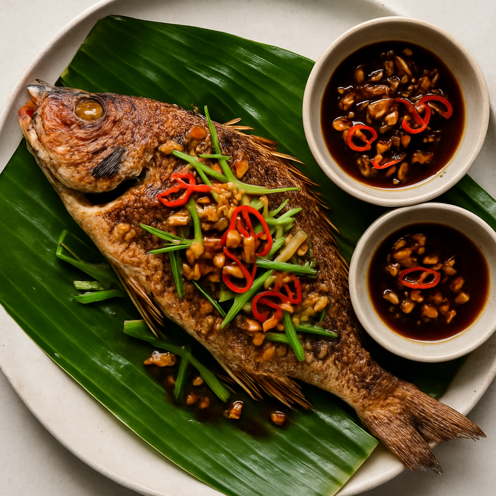 Whole Grilled Fish With Crispy Garlic And Red Chiles