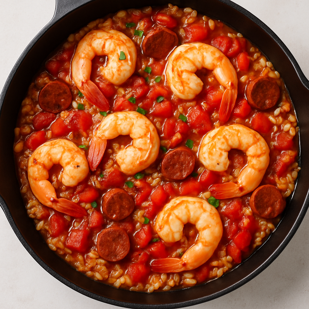Quick Skillet Paella with Shrimp and Tomatoes