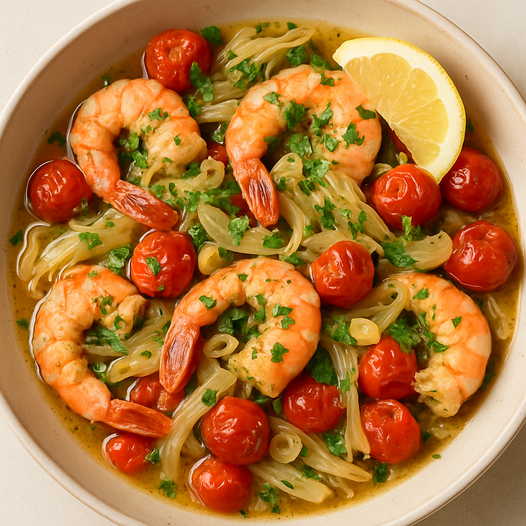 Gambas a la Española con Hinojo