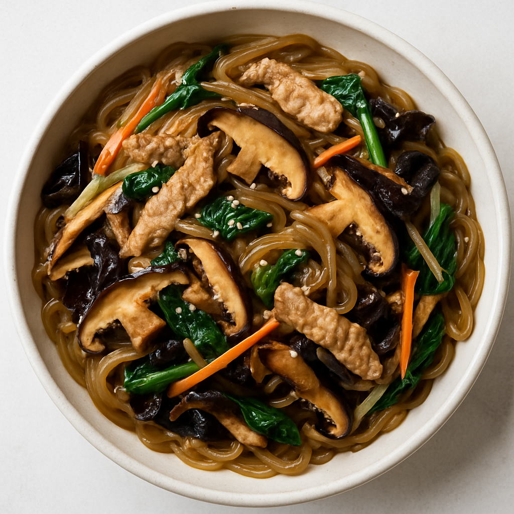 Japchae (Fideos de Patata Dulce Coreanos con Cerdo y Verduras)