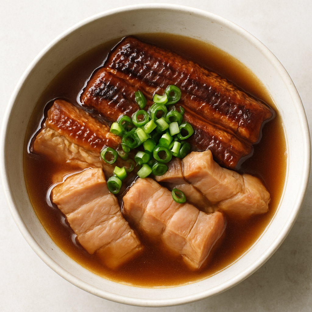Dashi-Simmered Eel with Pork Belly
