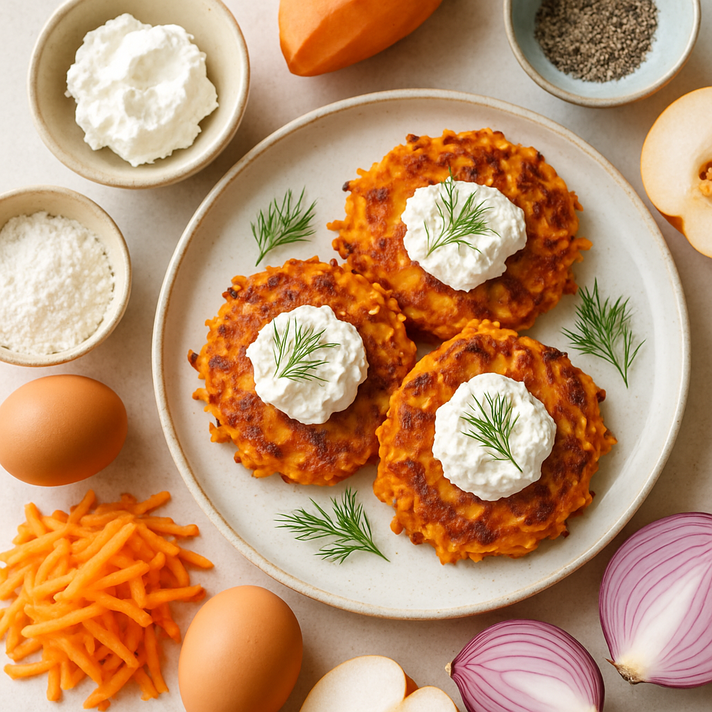 Sweet Potato Pancakes with Chèvre and Dill