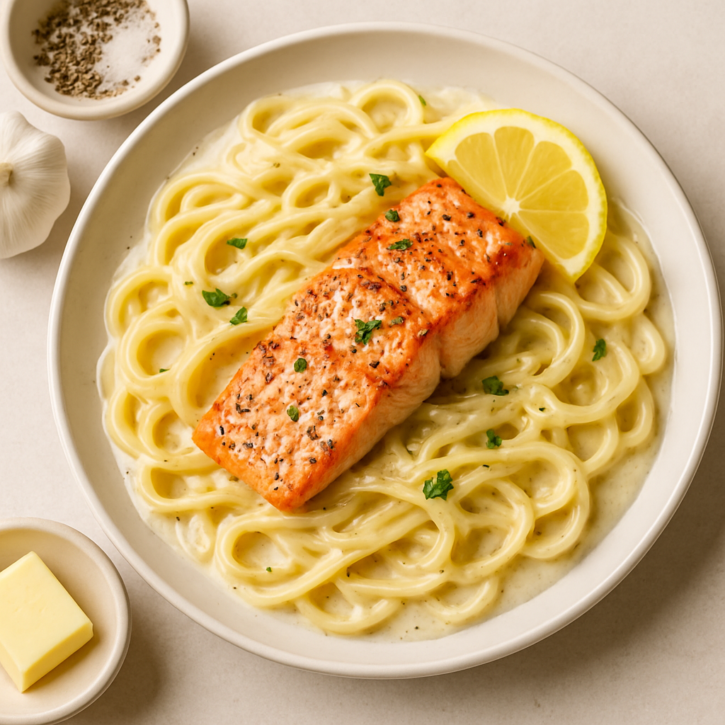 Creamy Grilled Salmon Pasta