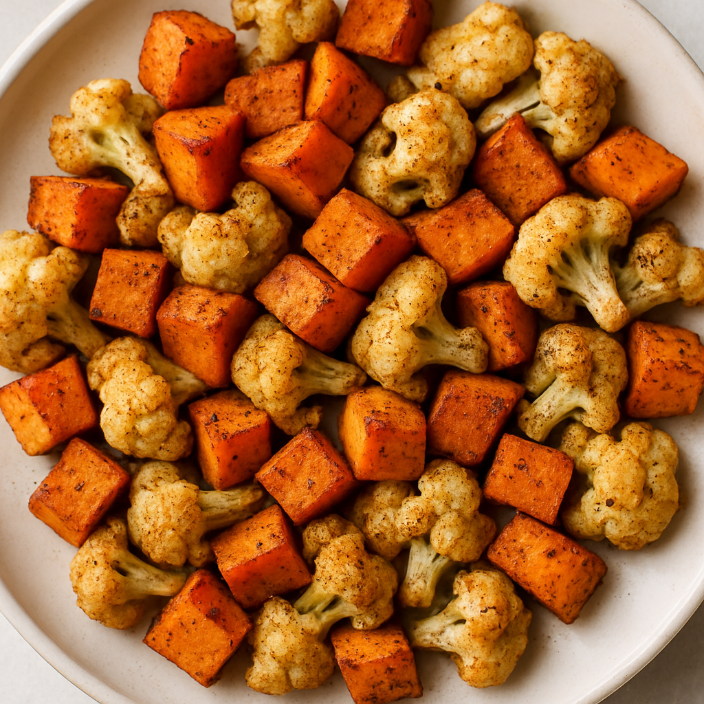 Roasted Sweet Potatoes and Cauliflower