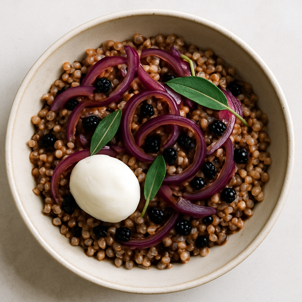 Kasha with Red Onion, Sage and Currants