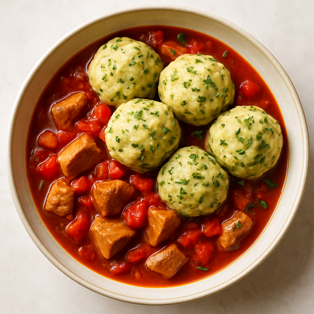 Pork Goulash with Herby Dumplings