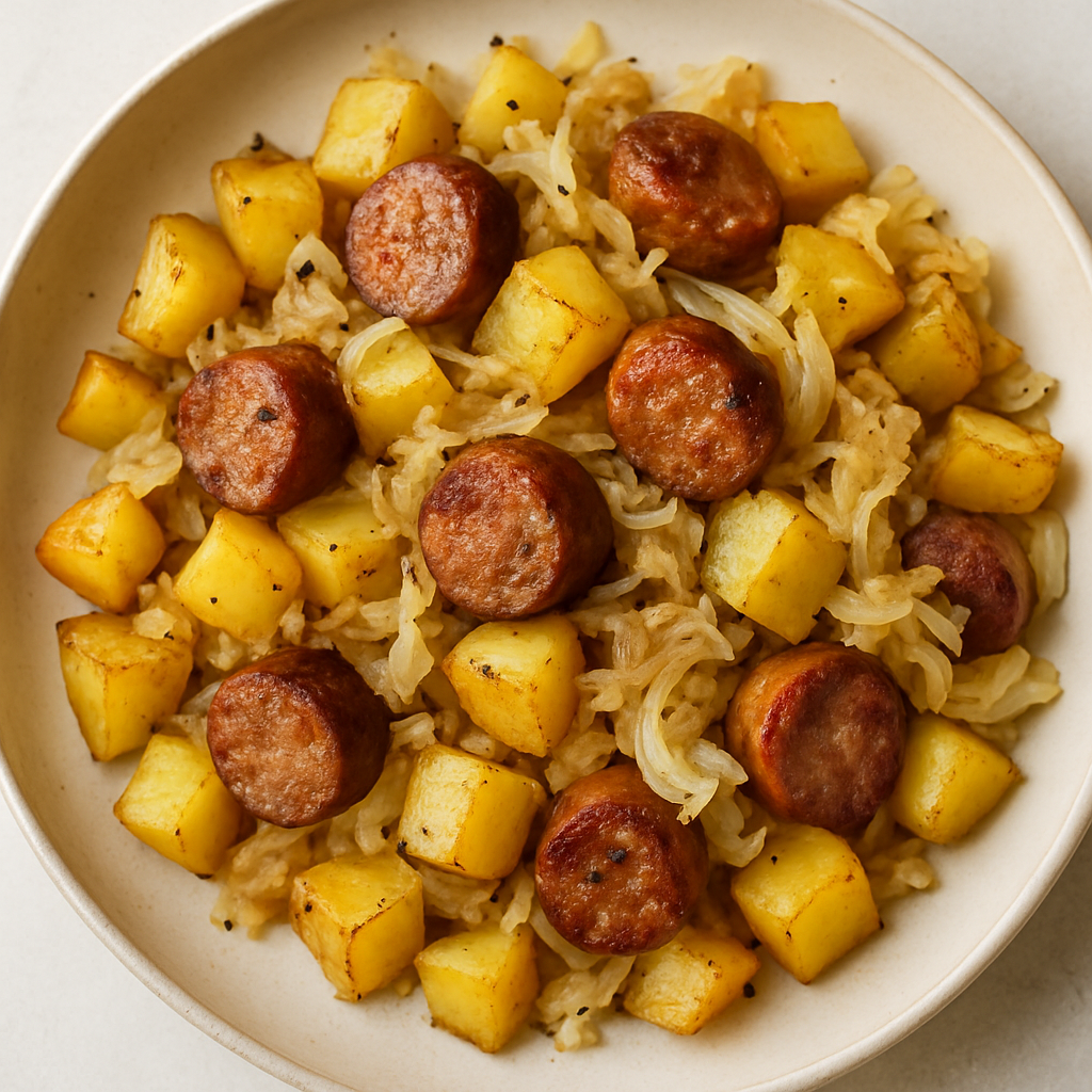 German Sauerkraut Bratwurst Hash