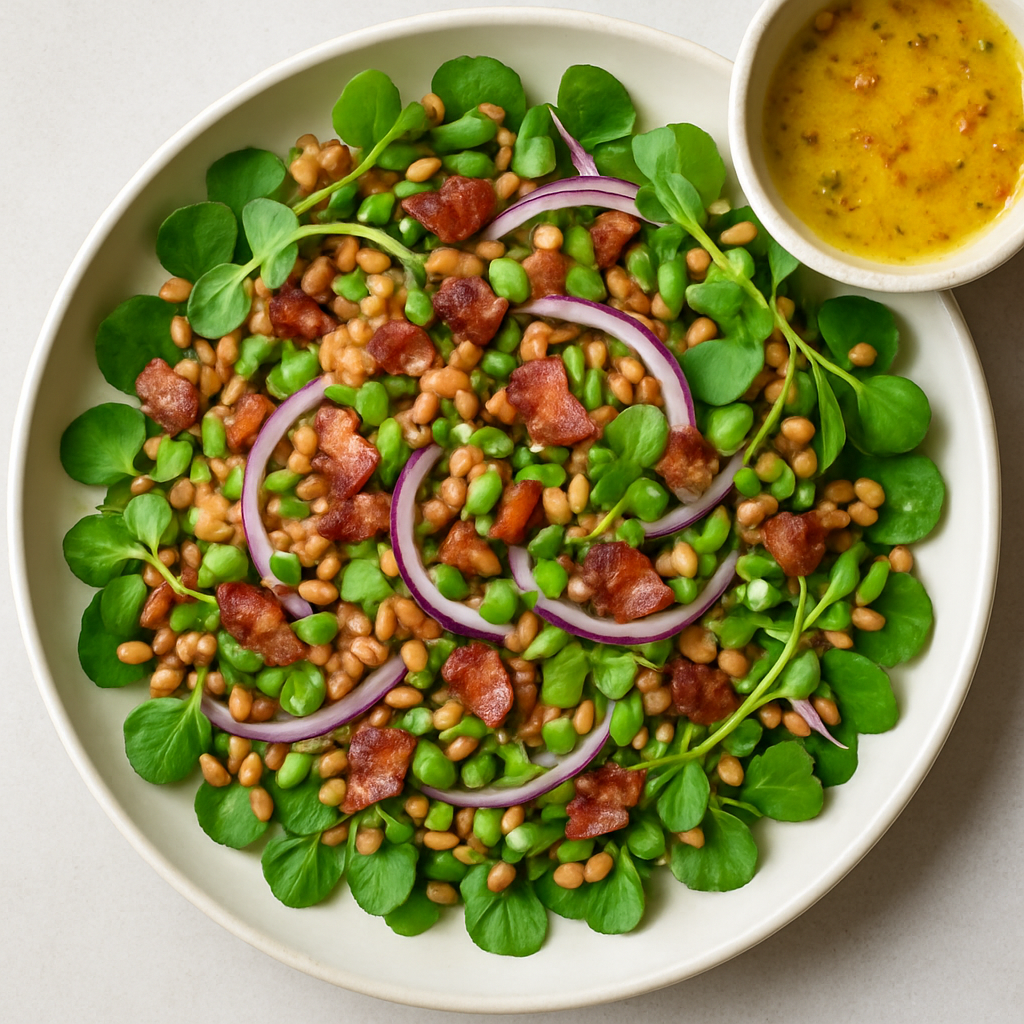 Wheatberry and Watercress Salad With Bacon Vinaigrette