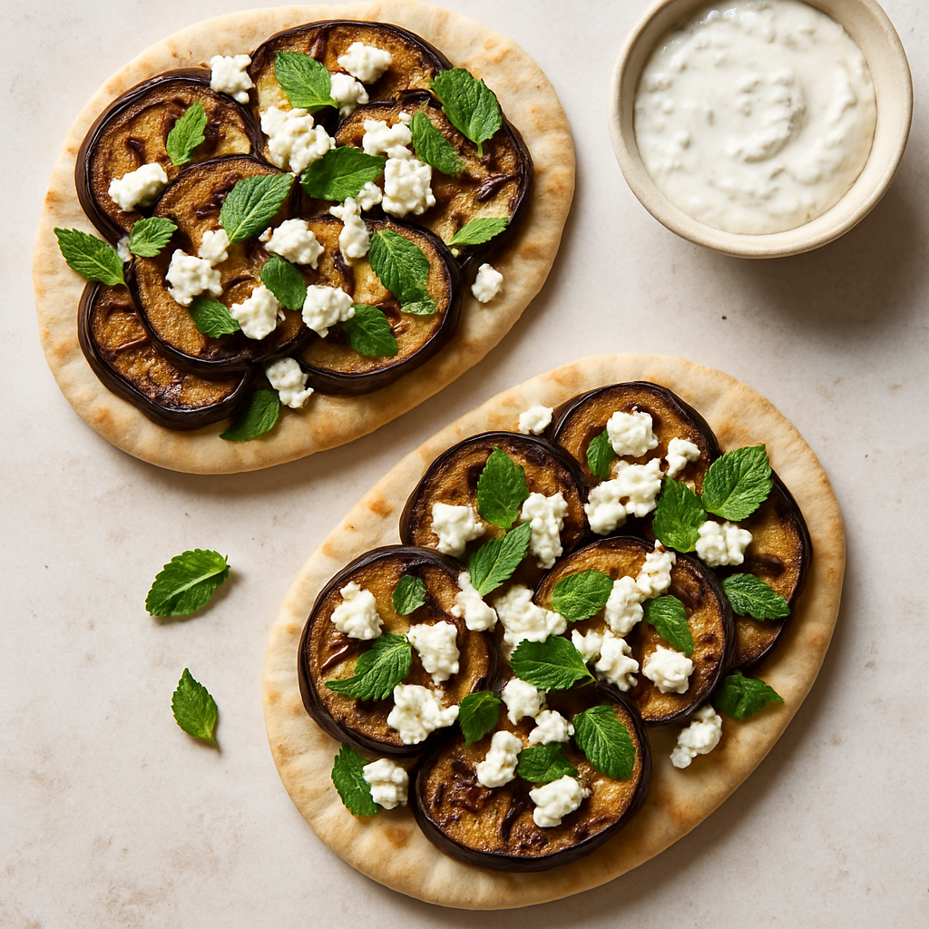 Pan Plano de Berenjena y Queso Feta