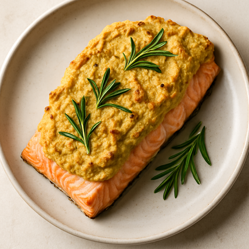 Salmón con Costra de Hummus
