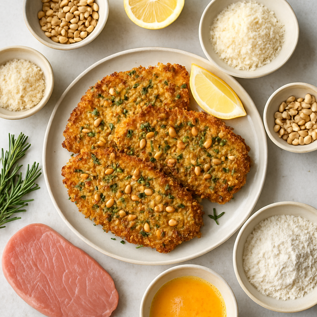 Lemon, Parmesan & Pine Nut Crumbed Pork Escalopes