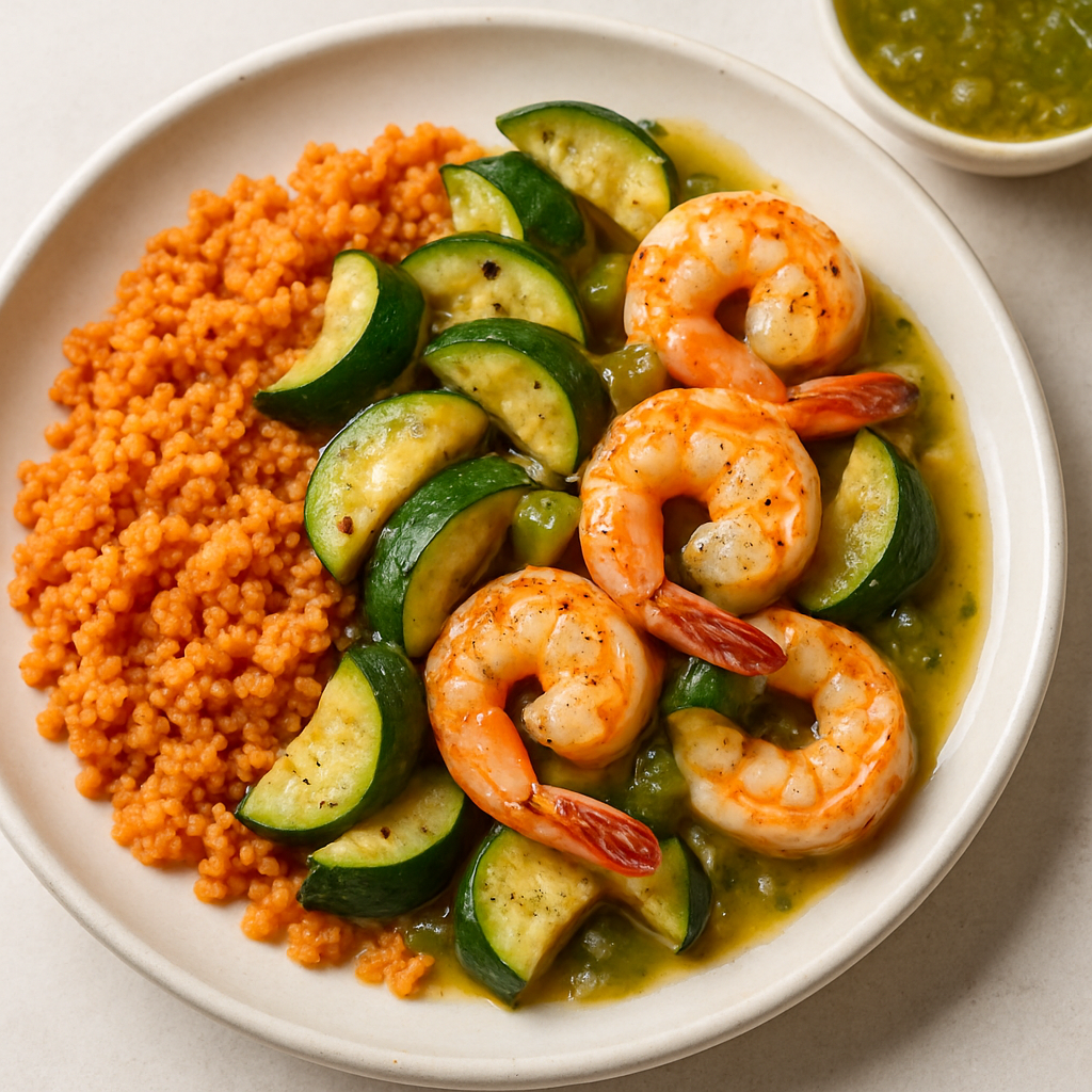 Shrimp with Zucchini and Spicy Couscous