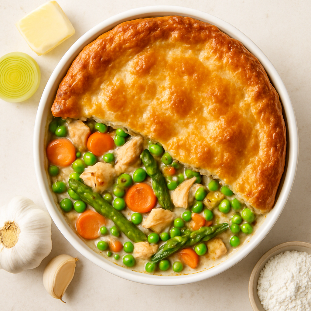 Pastel de Pollo y Verduras al Ajo