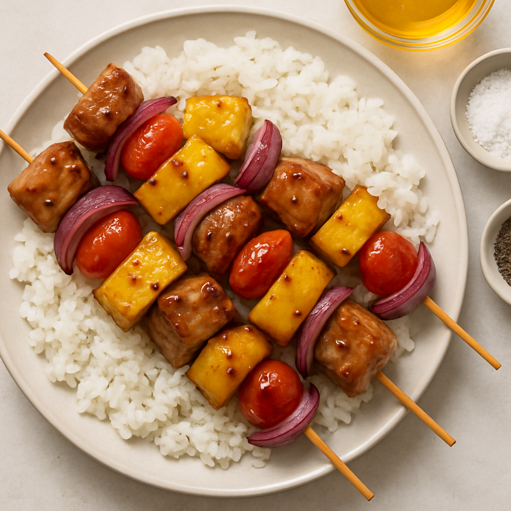 Glazed Pork and Pineapple Kebabs