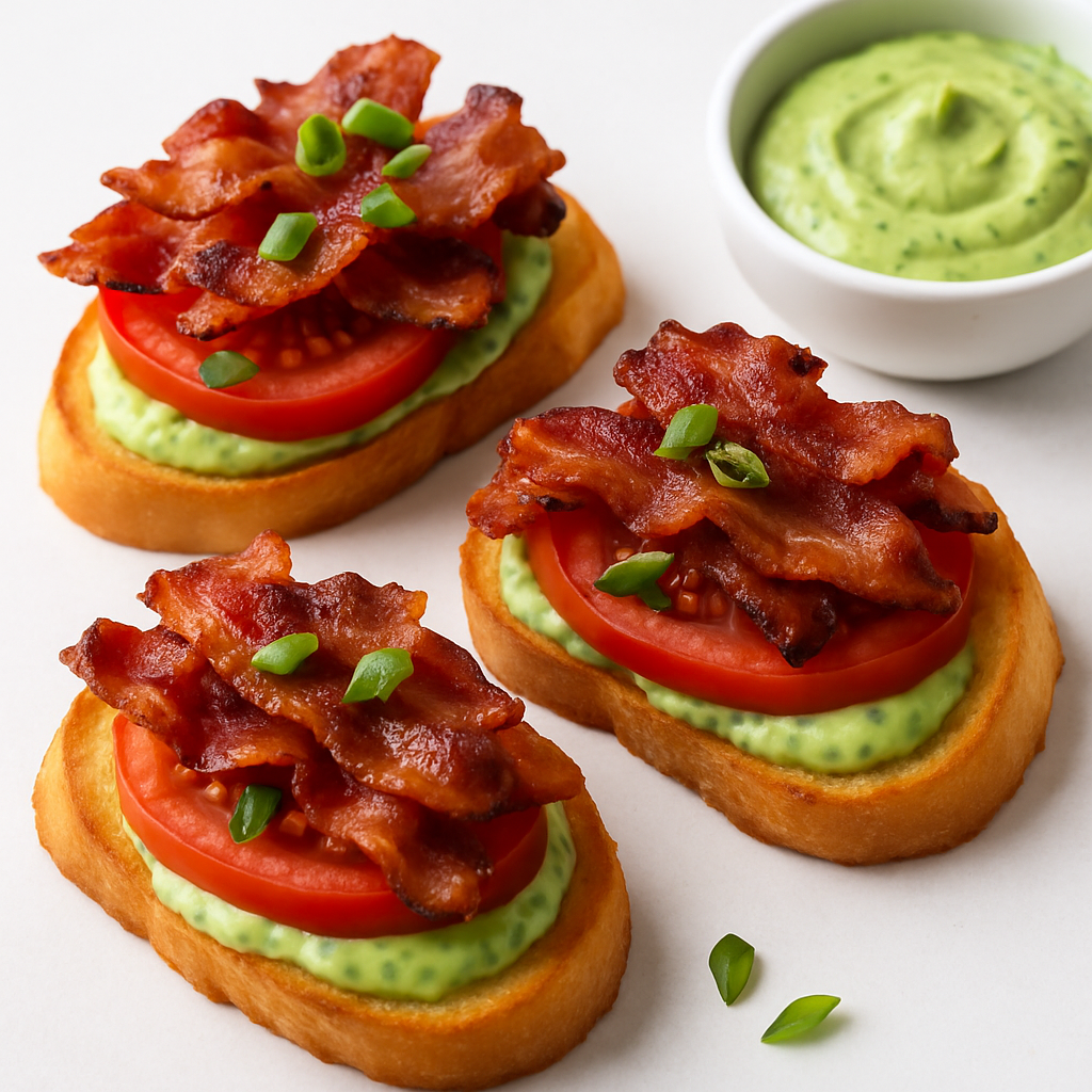 BLT Crostini with Basil Mayonnaise