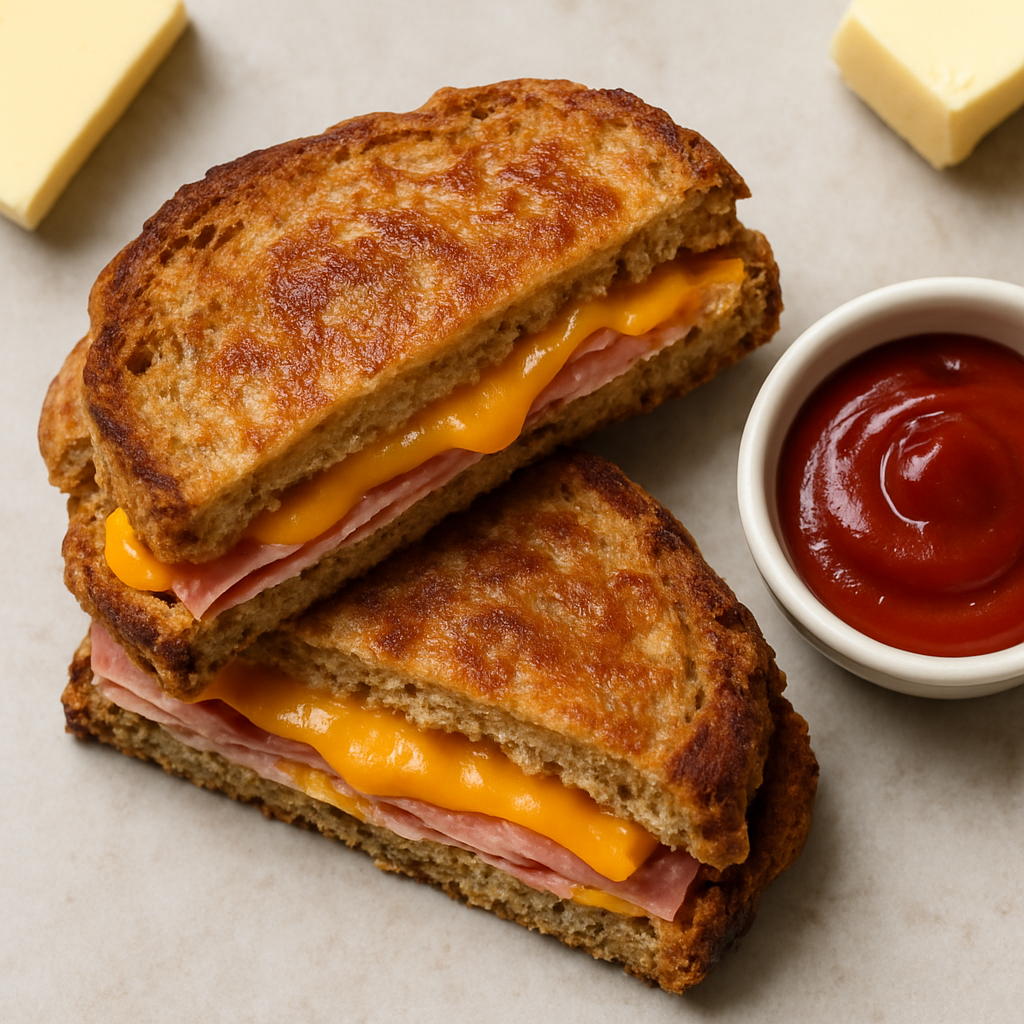 Ham and Cheese Toastie on Irish Soda Bread with Irish Country Ketchup