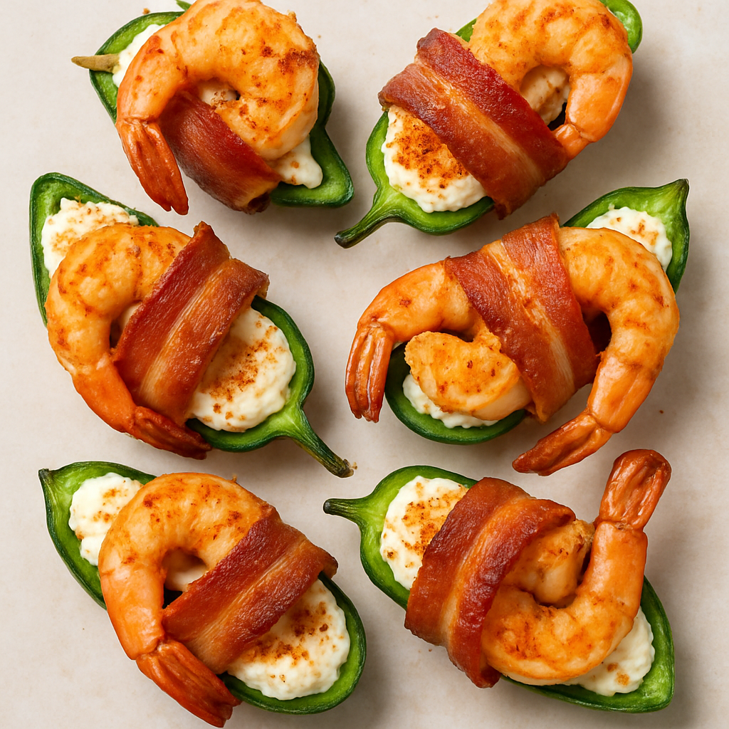 Brochetas de Camarones con Jalapeños Rellenos