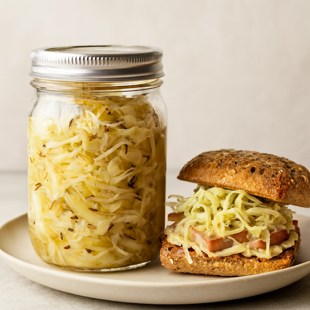 Homemade Sauerkraut with Caraway and Apples