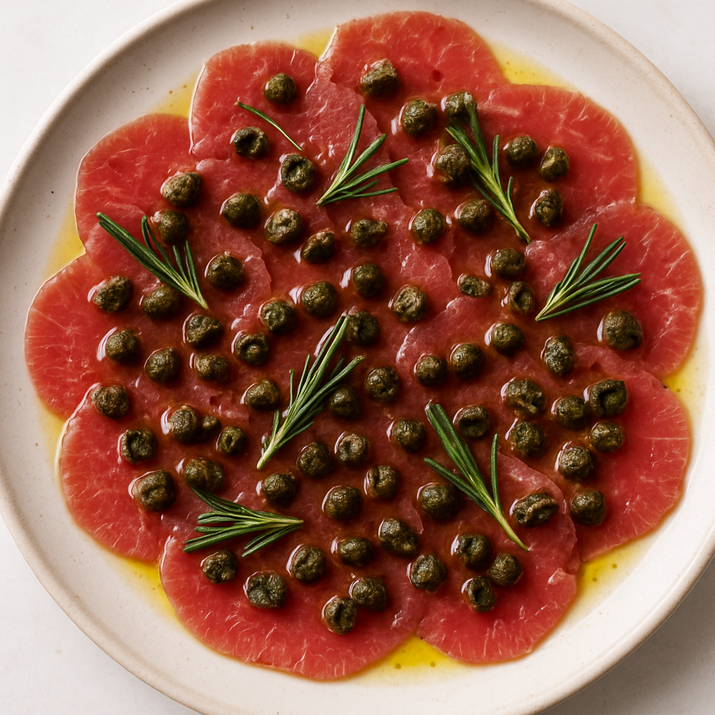 Beef Carpaccio with Crispy Capers and Rosemary