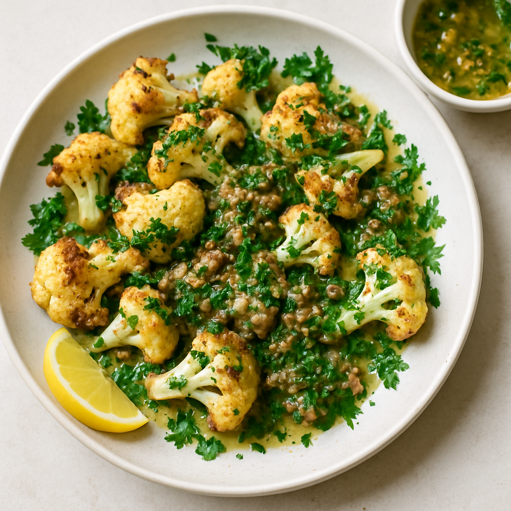 Roasted Cauliflower with Anchovy Vinaigrette