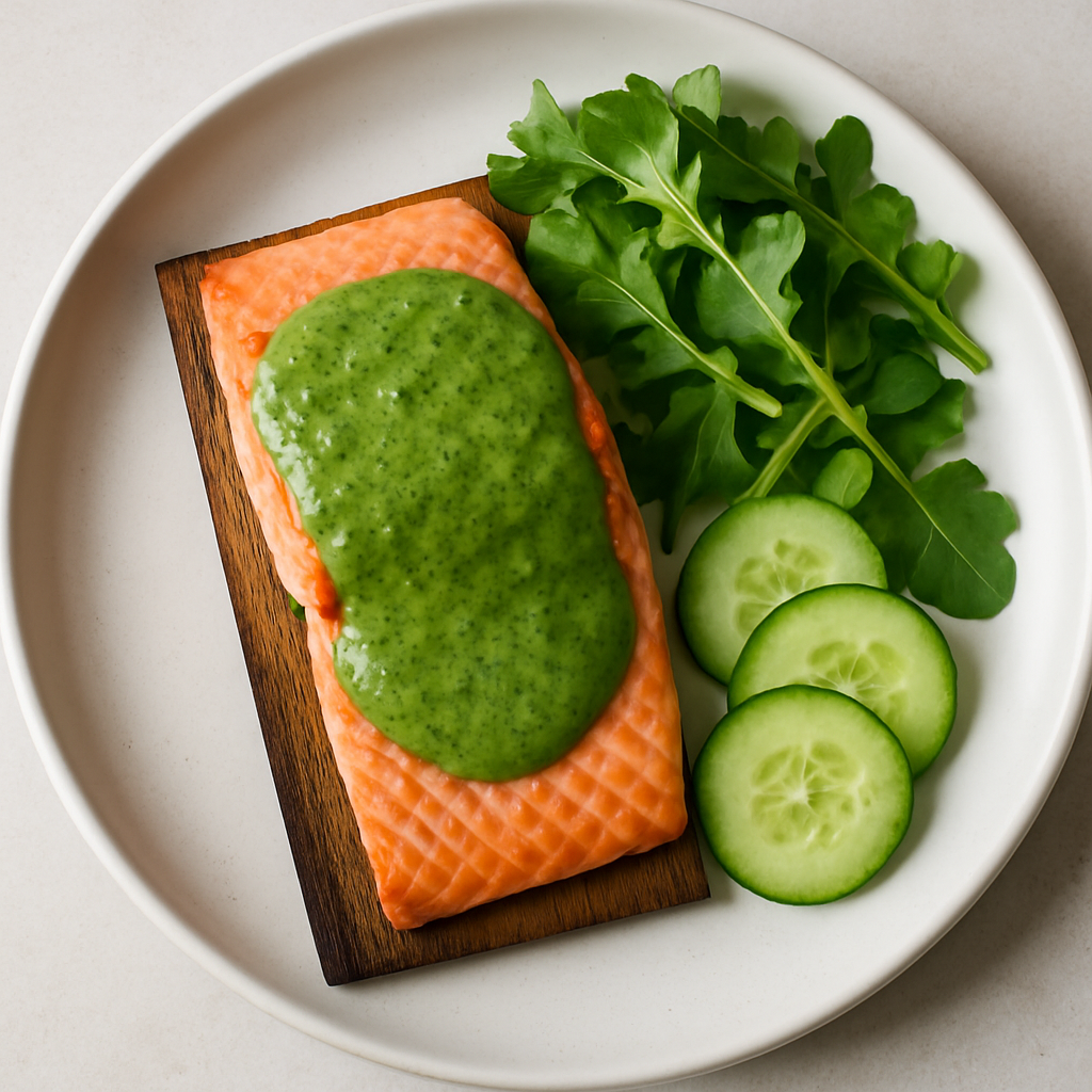 Cedar-Planked Salmon with Fresh Sorrel Sauce