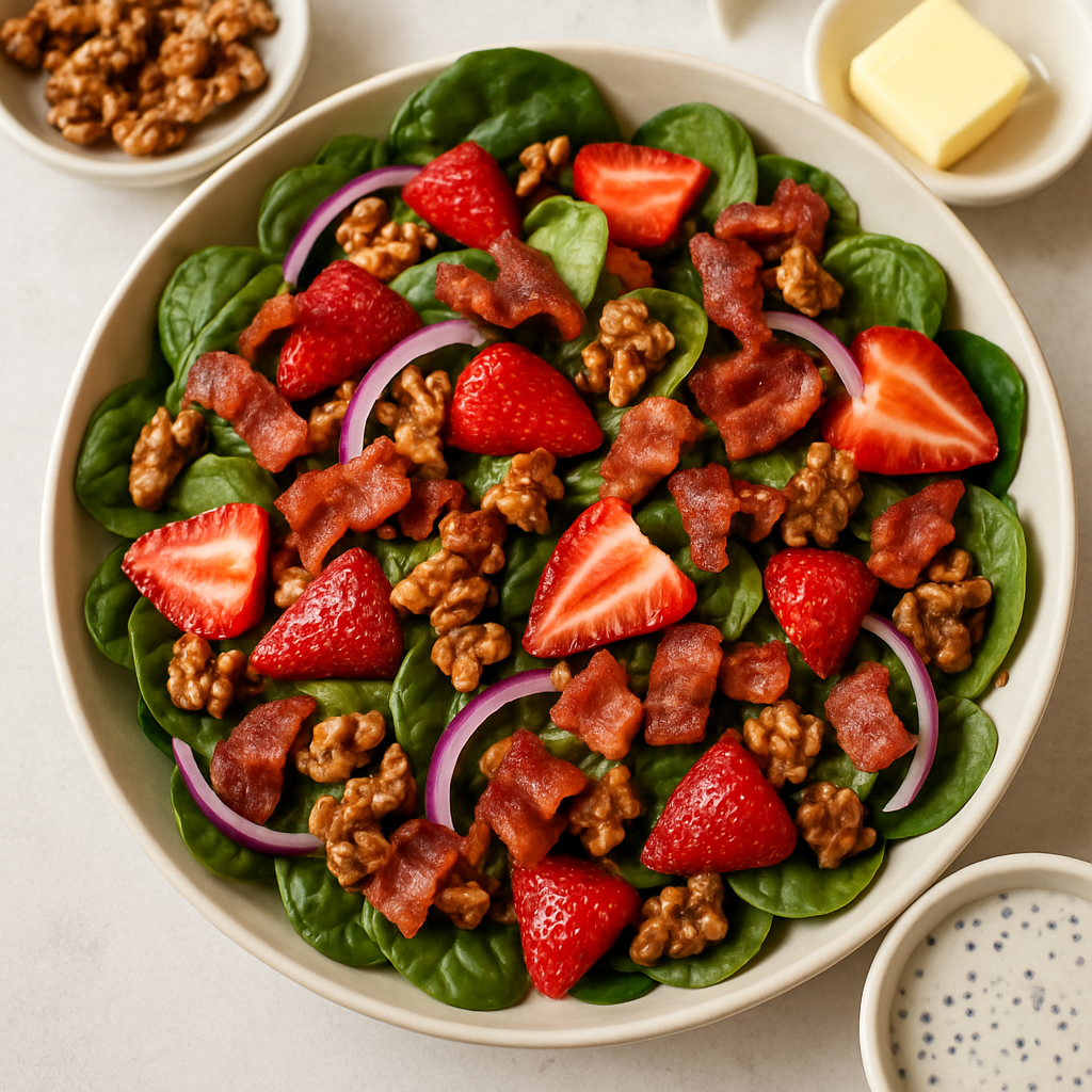 Spinach, Bacon and Strawberry Salad
