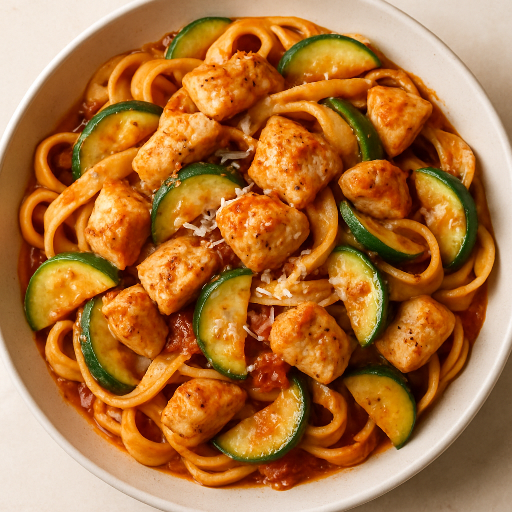 Pasta con Pollo y Calabacín