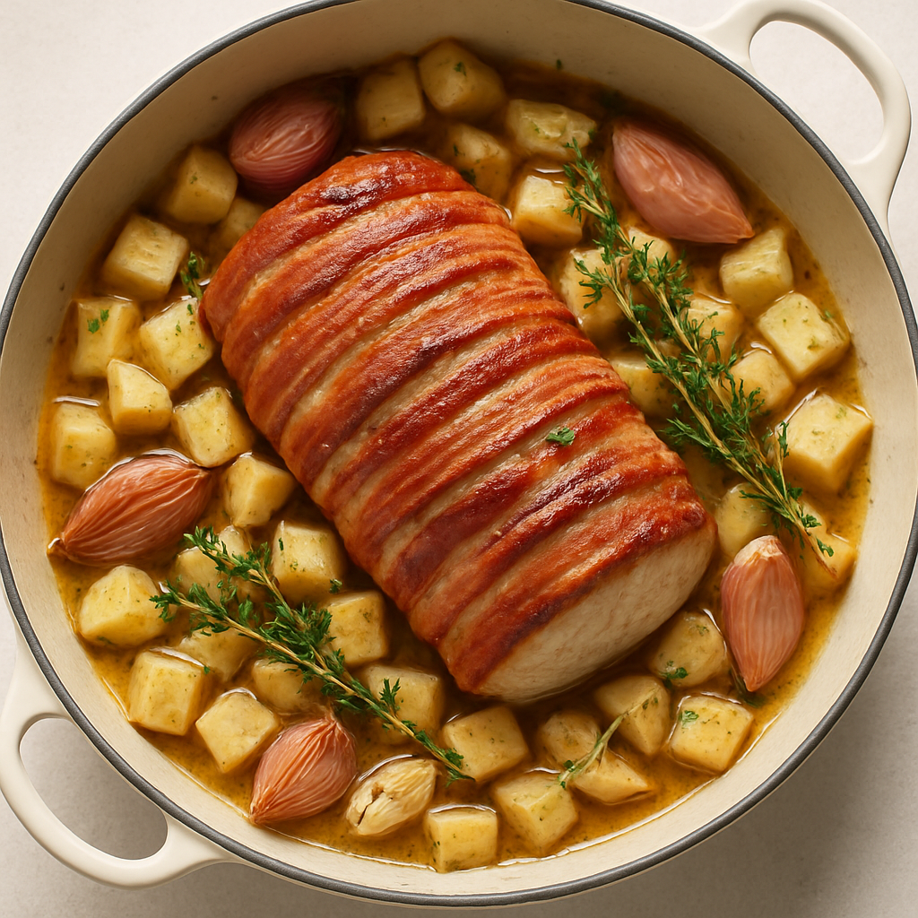Pot-Roast Loin of Pork in Cider with Celeriac