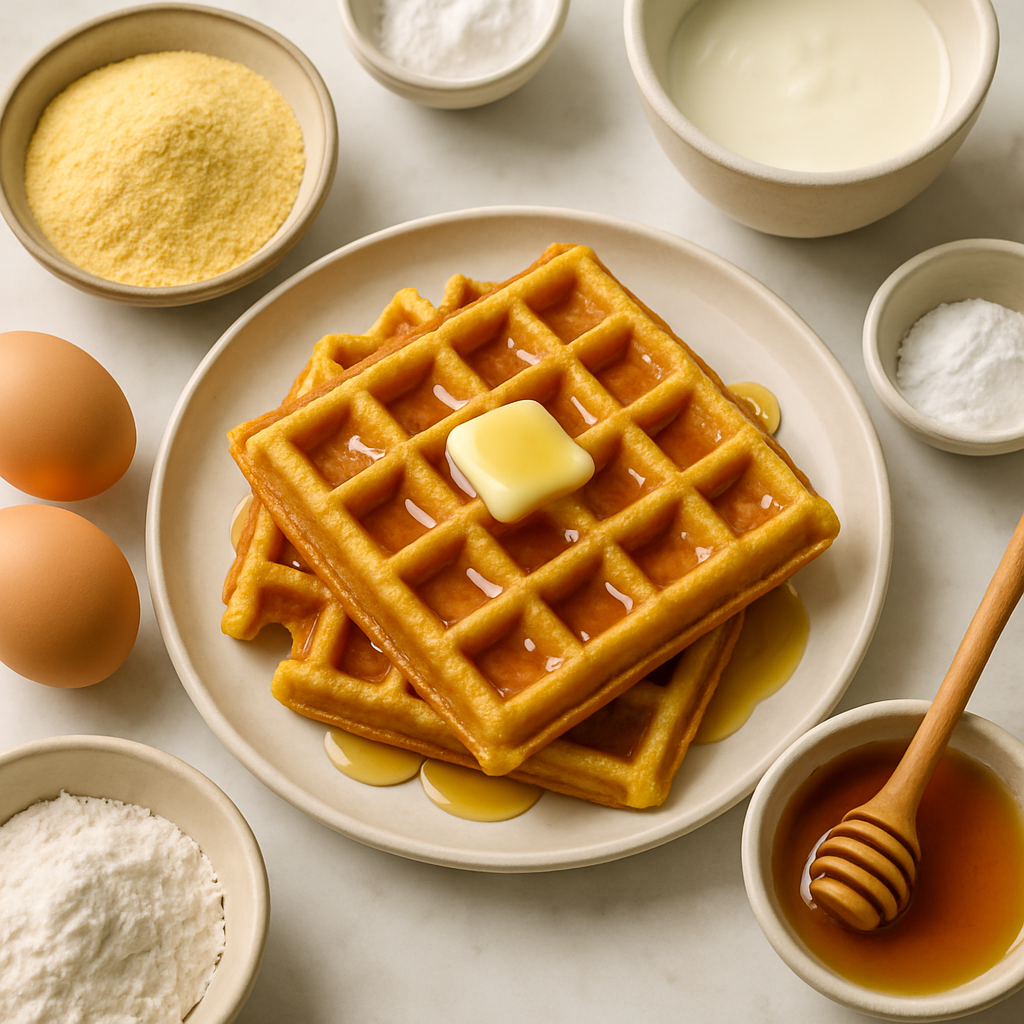 Waffles Caseros de Polenta y Suero de Leche