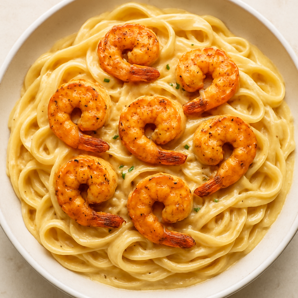 Fettuccine Alfredo con Camarones Cajún