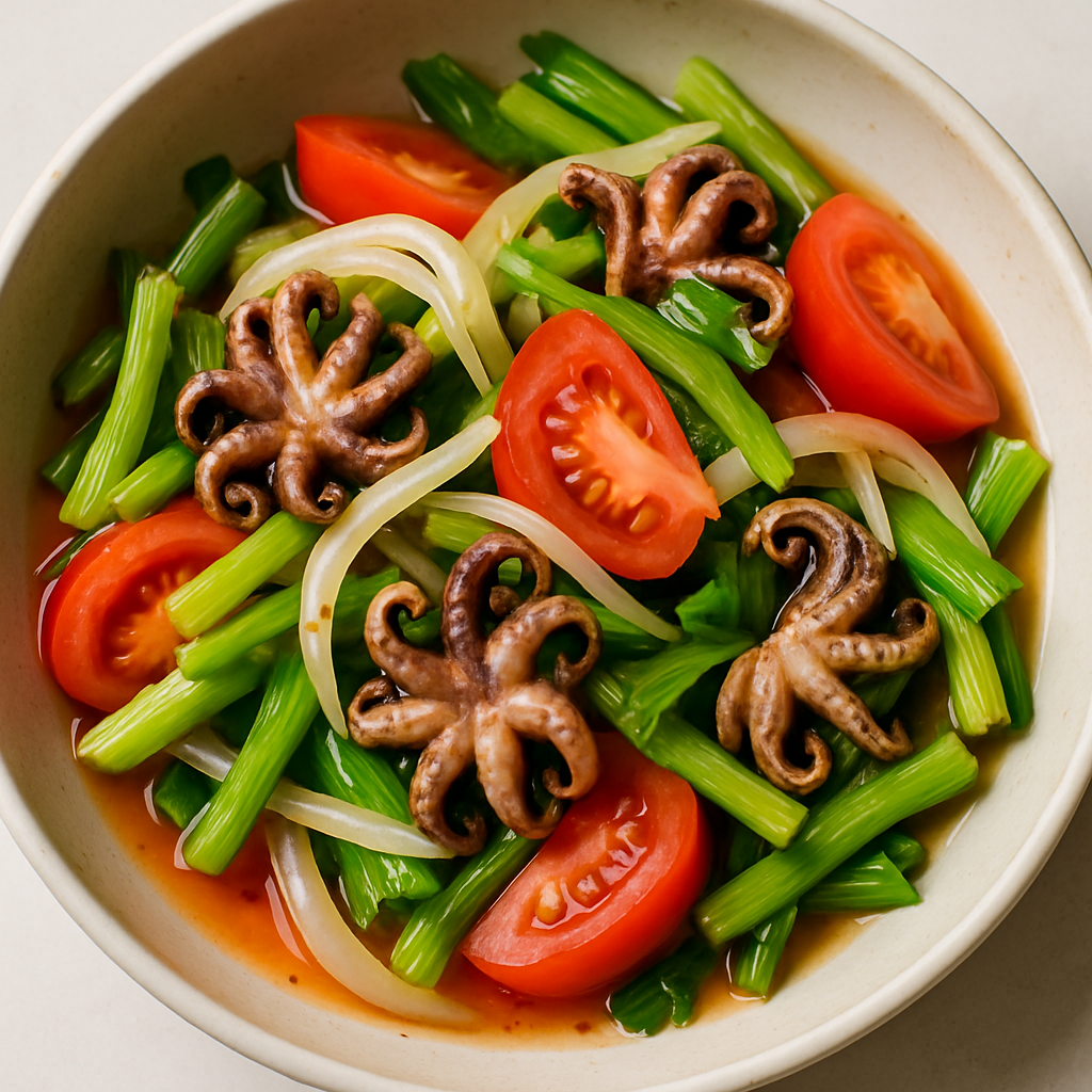 Chinese Celery and Baby Octopus, Vietnamese Style