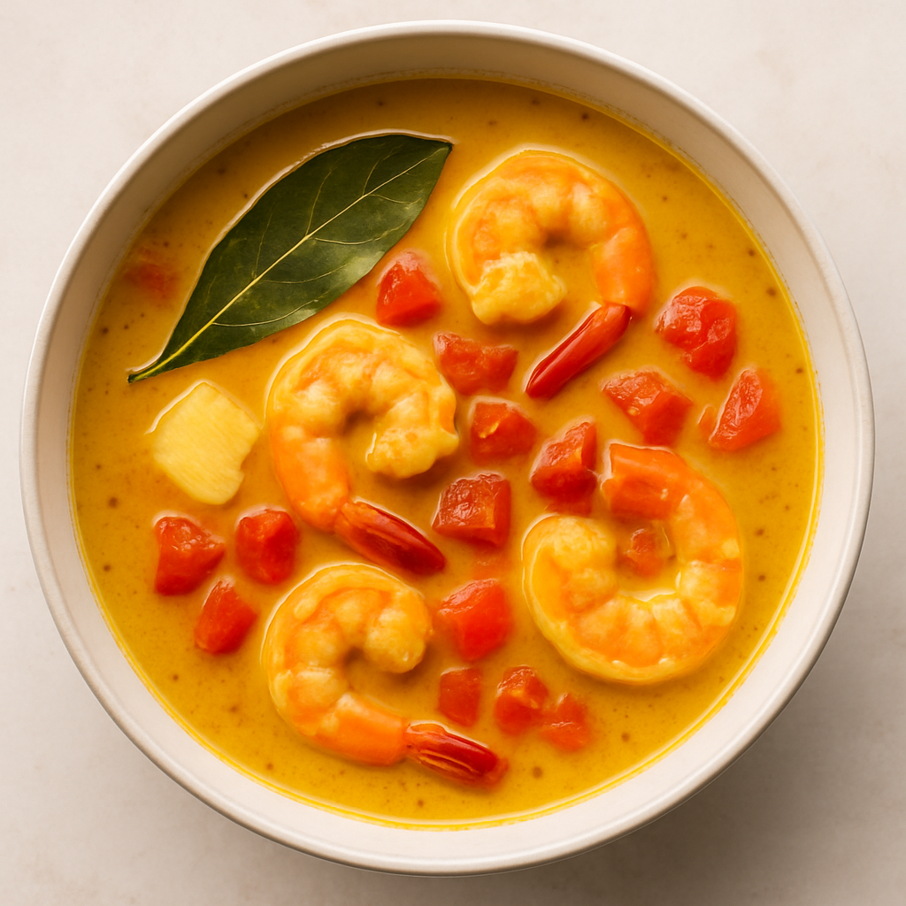 Sopa de Camarones al Curry con Coco