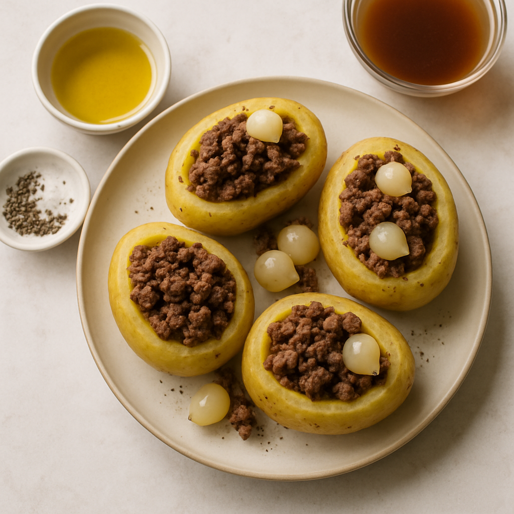 Beef and Onion Stuffed Potatoes