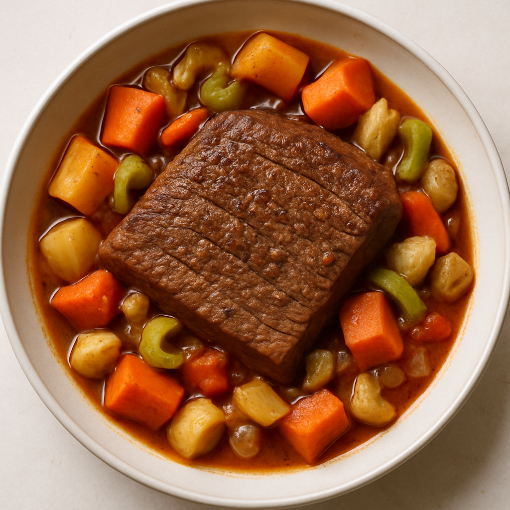 Pechuga de Res Estofada de la Abuela con Verduras de Raíz