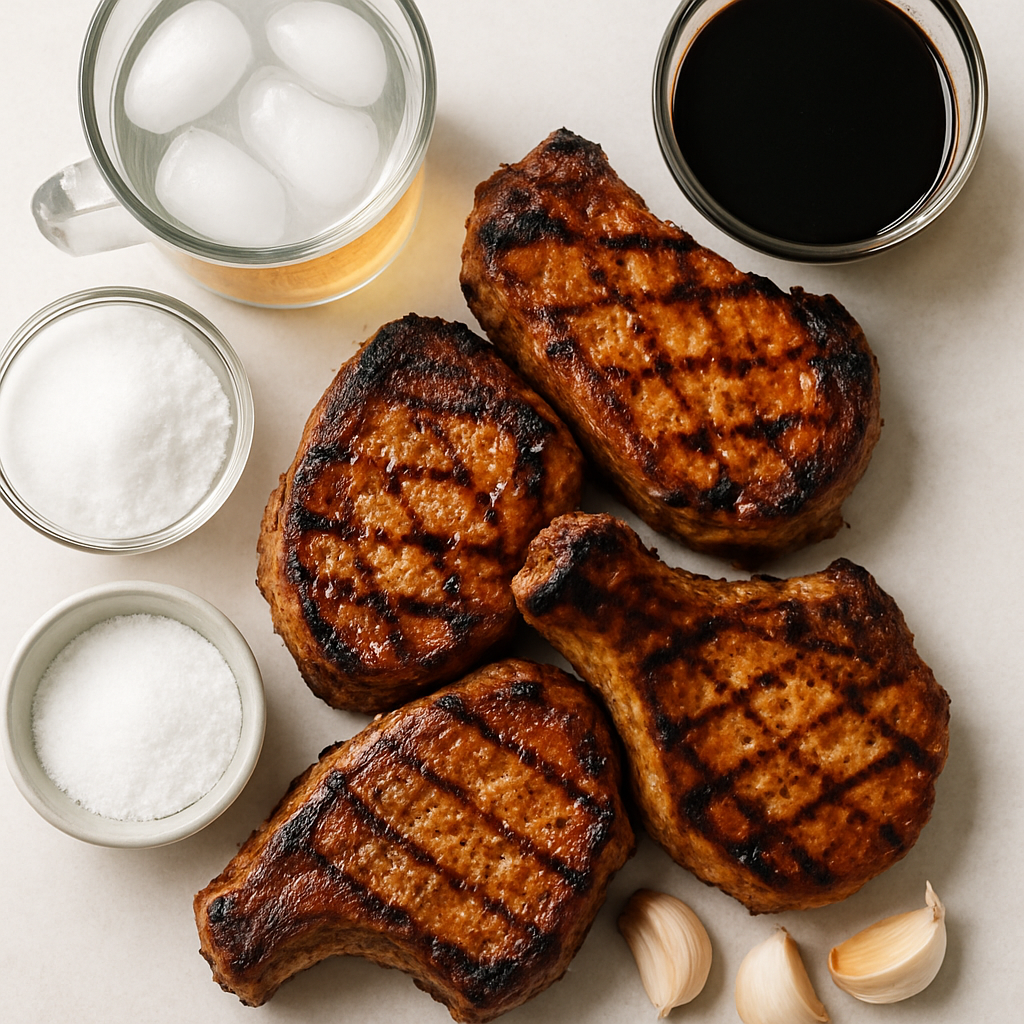 Chuletas de Cerdo a la Parrilla Marinadas en Cerveza