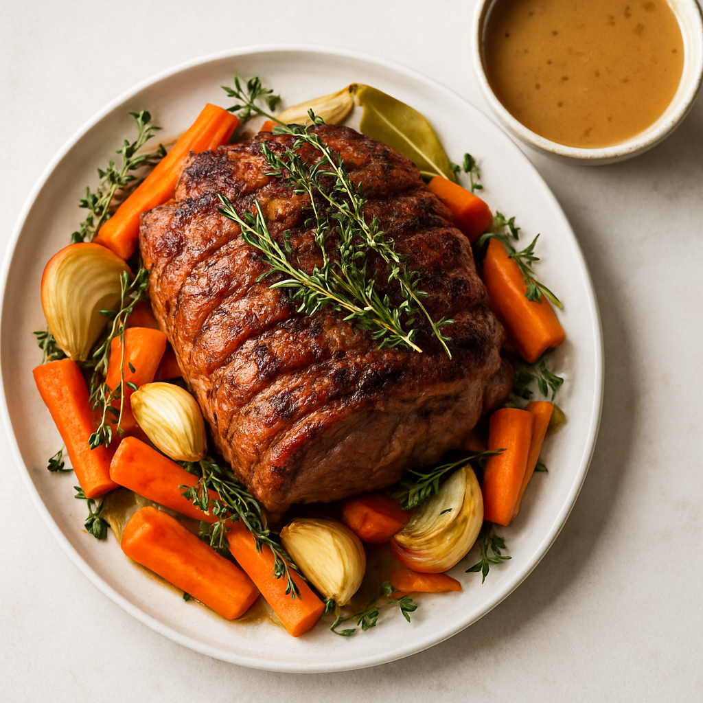 Garlic & Herb Roast Pork with Cider Gravy