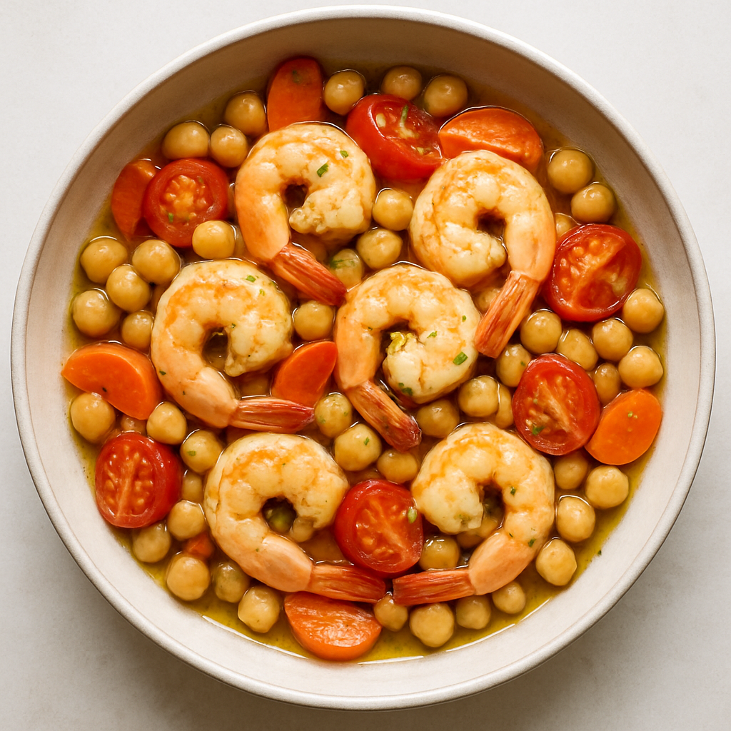 Lemon and Garlic Shrimp with Chickpeas
