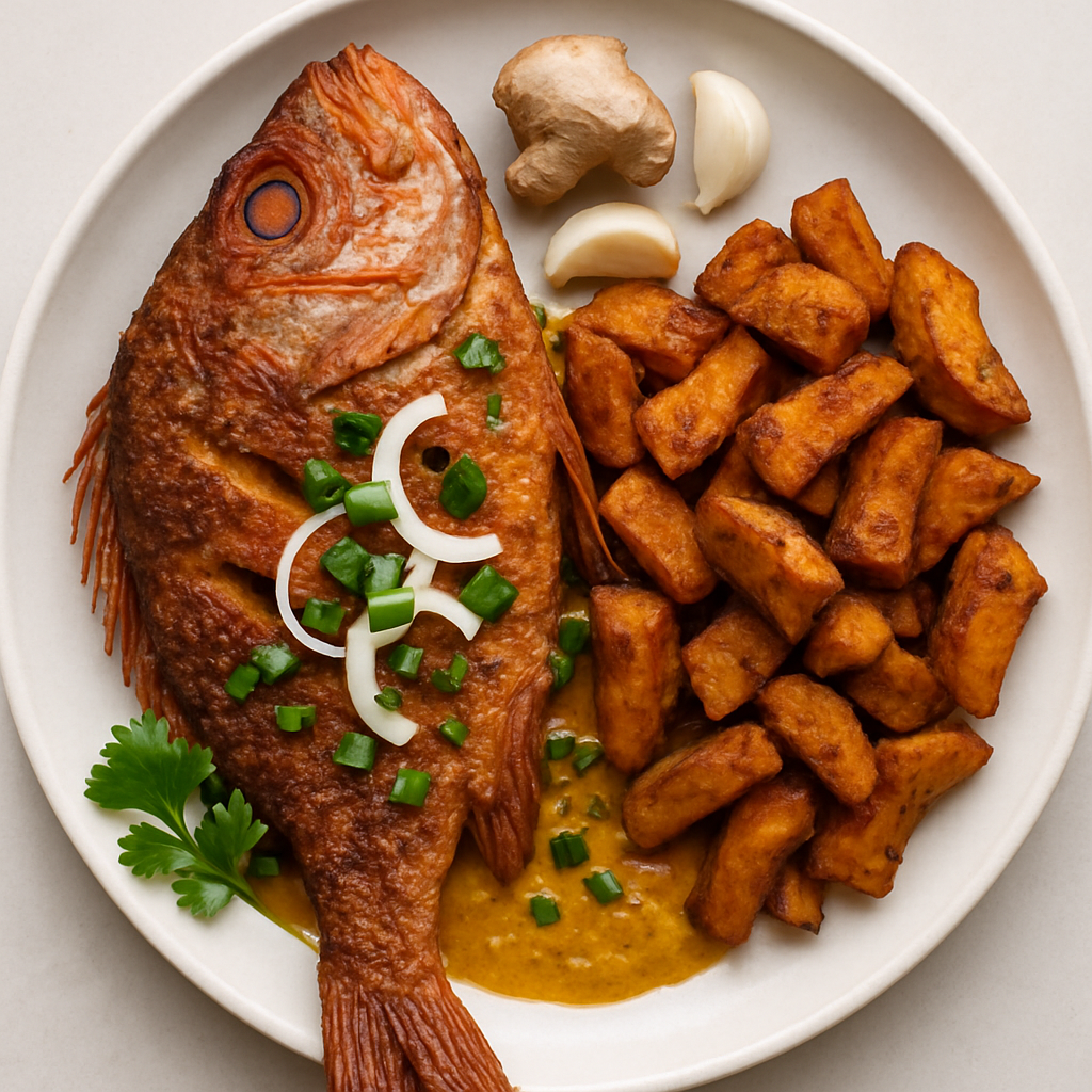Deep Fried Red Snapper with Kelewele
