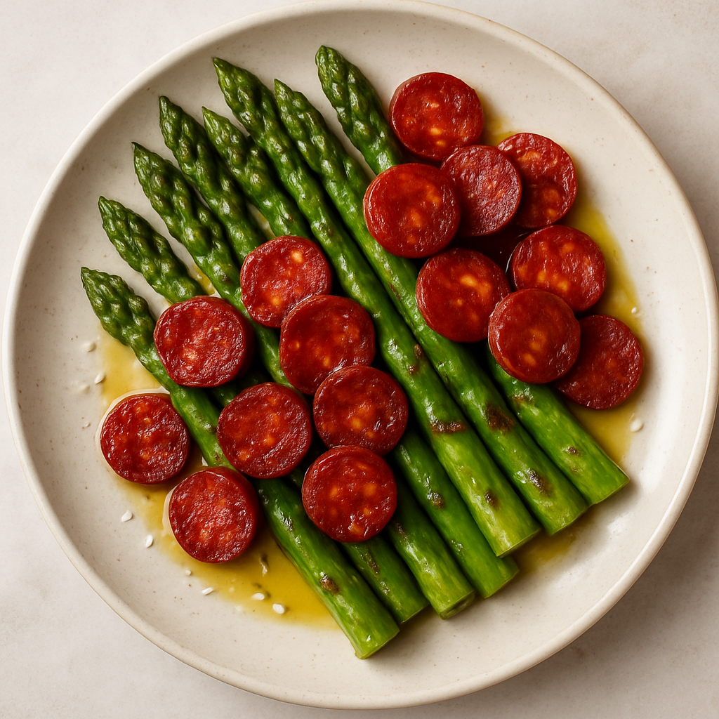 Espárragos con Chorizo Español