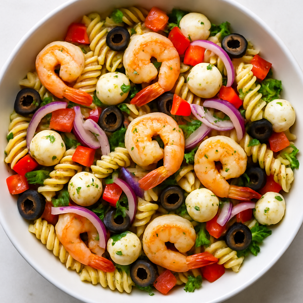 Ensalada de Pasta con Camarones y Mozzarella