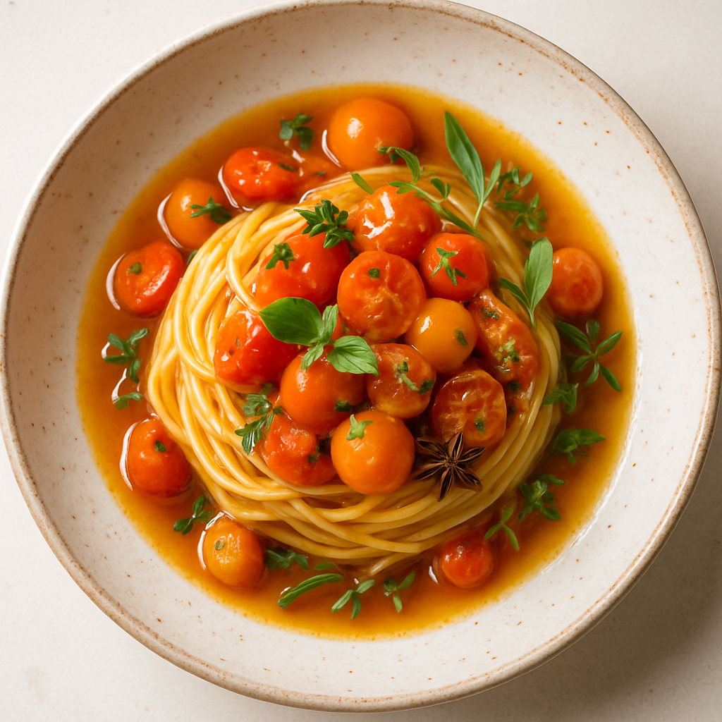 Spaghetti with Sun Gold Tomato Sauce