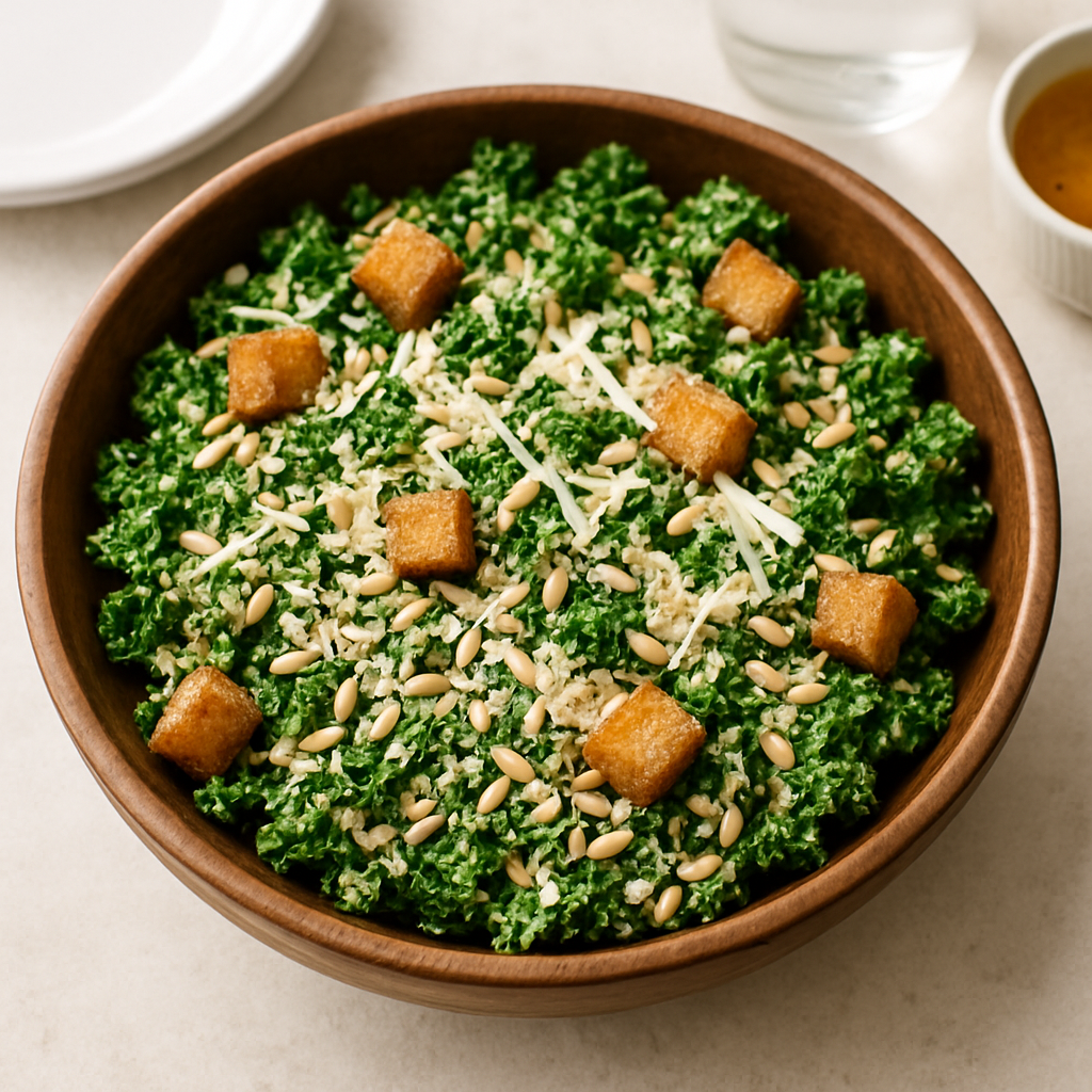 Kale Salad with Quinoa, Parmesan Cheese and Sunflower Seeds