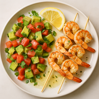 Shrimp Brochettes With Avocado-Cilantro Salad