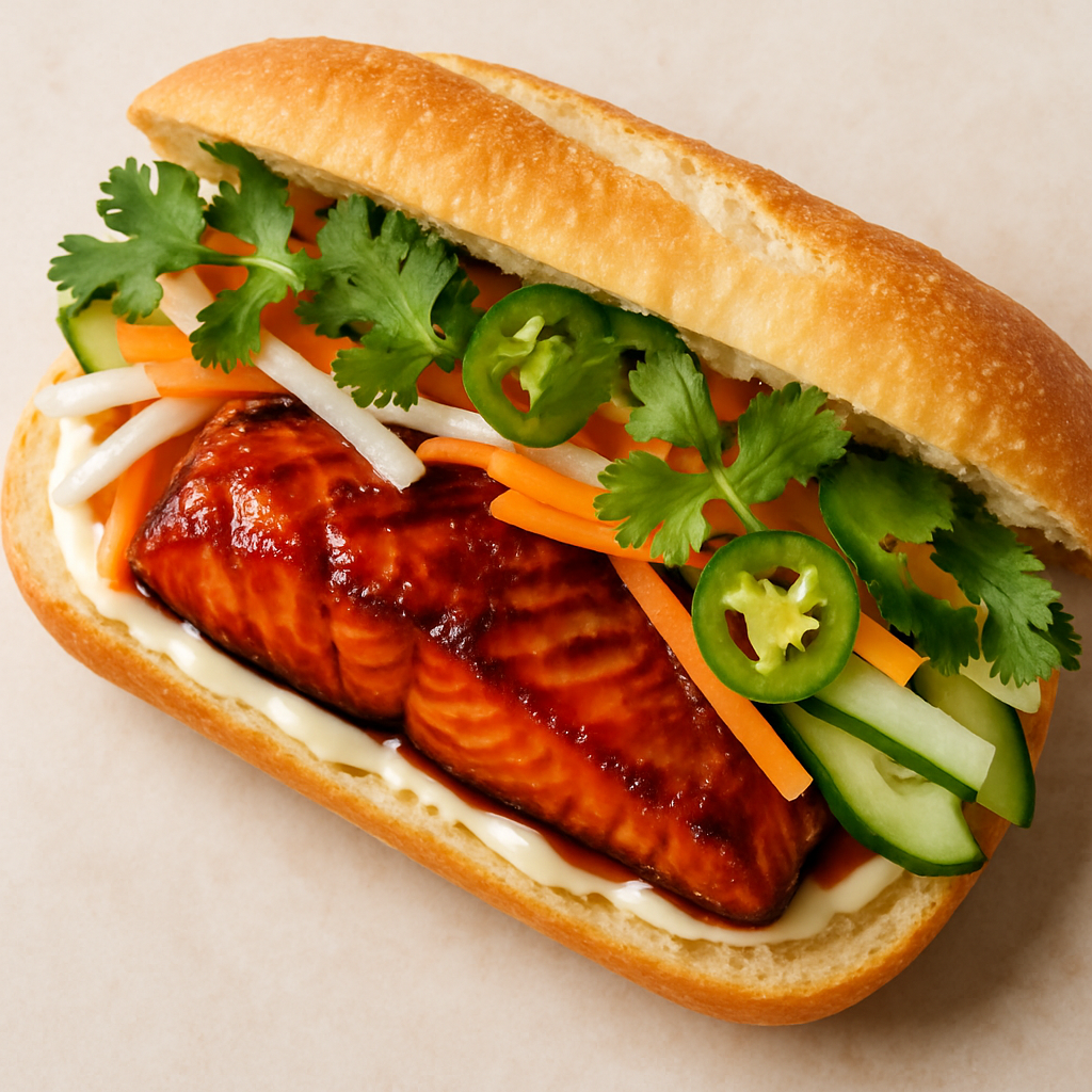 Vietnamese Caramel Salmon Banh Mi