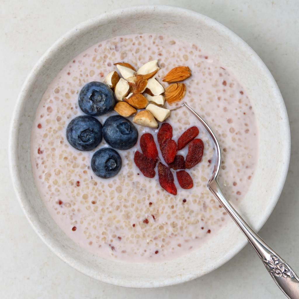 Bol de Desayuno de Quinua con Infusión de Fresa