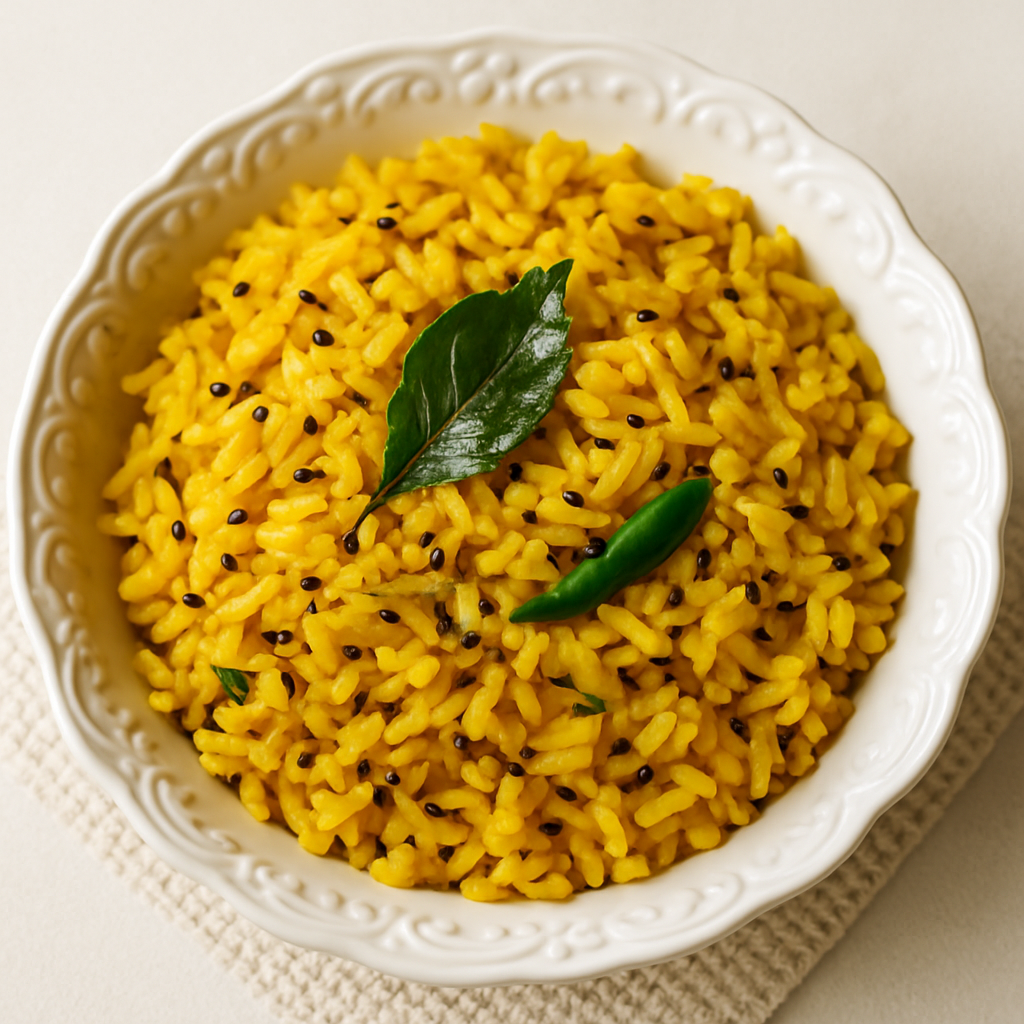 Phodnicha Bhaat - Maharashtrian Seasoned Rice