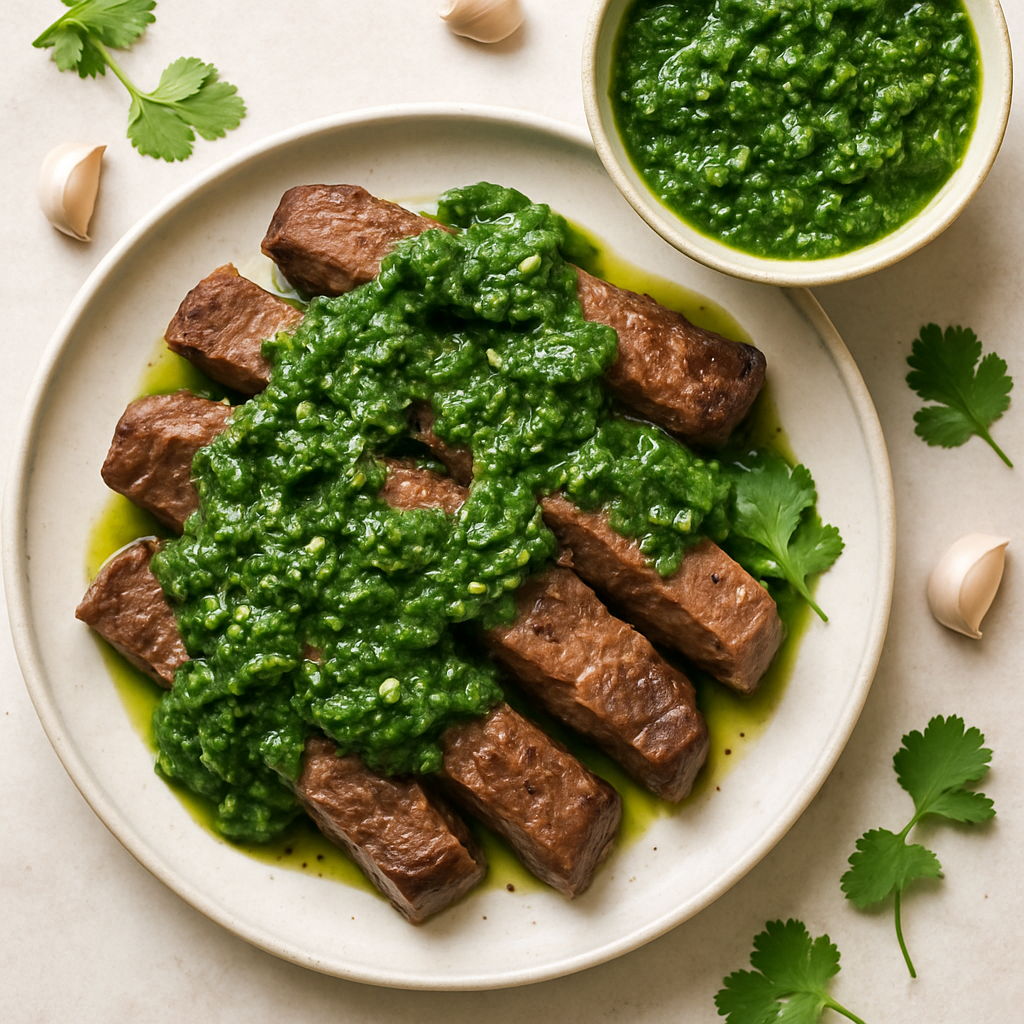 Carne de Res con Chimichurri de Espinaca