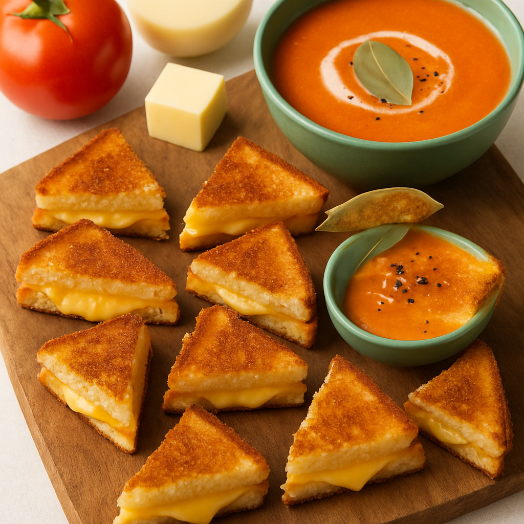 Mini Grilled Cheese Bites with Tomato Soup Dip